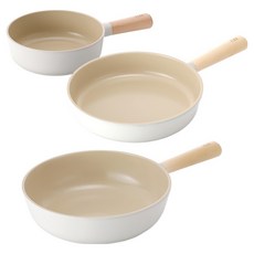 네오플램 인덕션 피카 프라이팬 3종 세트 3개, 화이트, 1세트, 쁘띠웍 cm + 프라이팬 24 cm + 웍 26cm