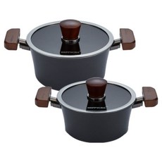HAPPYCALL 電磁爐石墨烯IH鍋具A套組2件, 1套, 黑色, 雙耳鍋 18cm, 雙耳鍋 20cm