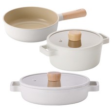 네오플램피카 인덕션 3종 세트, 화이트, 1세트, 쁘띠웍 18cm + 양수 18cm + 전골 22cm