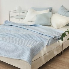 데코뷰 부드러운 순면 항균 피그먼트 이불 겸 패드 30수, 블루