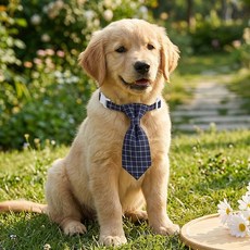 웨이비데이즈 반려동물 체크 미니 목줄 넥타이 W265-0256, 블랙(W265-0256B), 1개