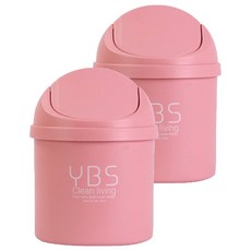 디케이원 고급 다용도 데스크탑 미니 휴지통 2p, 핑크