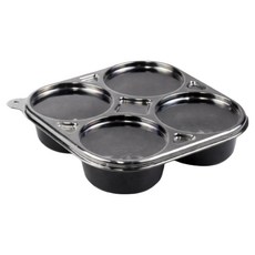 미앤마이웨이 4구 분리 PET 뚜껑 소스용기 블랙 130 x 130 x 30 mm, 50개, 1개입
