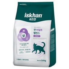이즈칸 고양이 어덜트 밸런스, 3.6kg, 1개, 유리너리+헤어볼