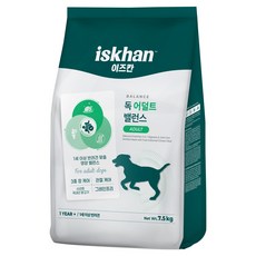 이즈칸 독 어덜트 밸런스 기능성 사료, 관절+장건강, 7.5kg, 1개