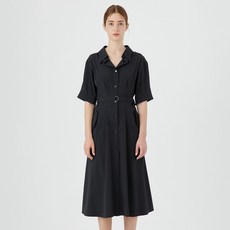 kenneth lady 開領附腰帶連身裙