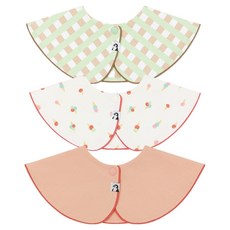 코니 파이핑빕 아기 턱받이 3종 세트, 그린베이지+아이스크림+코랄샌드, 1세트