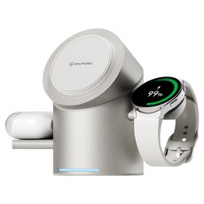 신지모루 Qi2 3in1 무선충전 맥세이프 M 윙 터보 거치대 Galaxy Watch, 화이트, 1개