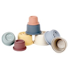 헬로디노 소근육 발달 아기 장난감 소프트 컵쌓기 세트, 1세트, 파스텔톤