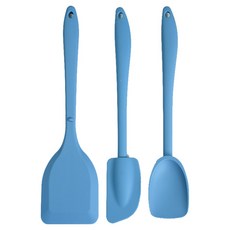 Sonorite 矽膠廚具3件組, 1個, 藍色, 湯匙, 鍋鏟, 刮刀