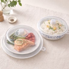 일상속반짝 국내생산 전자레인지용 원형 푸드 커버 2p, 투명, 1세트