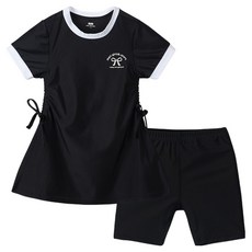 마리앤모리 아동용 데일리 웨어 원피스 수영복 + 5부 레깅스 세트