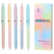 ZENNYTH번짐없는 오로라 그라데이션 간호사 젤펜 5종 세트 0.5mm, 블랙(잉크), 1세트