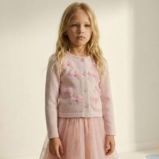 littlestella 兒童紗質蝴蝶結細節開襟衫