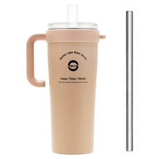 REuN 瑞恩 純鈦吸管杯 + 鈦吸管, 焦糖奶, 1套, 800ml