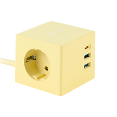 Boco USB Type-C 超高速充電 1孔 迷你方塊多孔插座 PD30W, 1個, 冰黃色, 1.5m