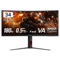 알파스캔 WQHD AOC 게이밍 180 울트라와이드 프리싱크 AI HDR 무결점 모니터, CU34G4, 86.4cm
