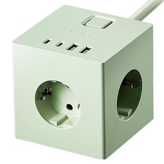 보코 큐브프로45 고용량 USB C타입 초고속충전 3구 큐브 멀티탭, 2m, 아쿠아그린, 1개