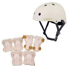 크로니 어반 헬멧 + 보호대 세트, 베이지, 1세트