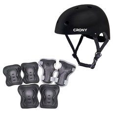 크로니 어반 헬멧 + 보호대 세트, 블랙, 1세트