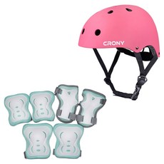 크로니 어반 헬멧 + 보호대 세트, 핑크(헬멧), 민트(보호대), 1세트