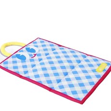 코코스튜디오 반려동물 손잡이 체크 쿨매트, 스카이, 1개