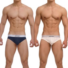 UNDERPLUS Silk Modal 50支莫代爾桑蠶絲 三角內褲2件組