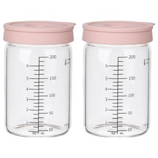 플라라 이지체크 눈금 내열 유리병, 핑크, 2개, 200ml