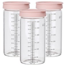 플라라 이지체크 눈금 내열 유리병, 핑크, 3개, 300ml
