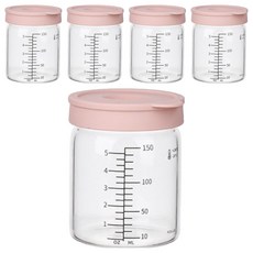 플라라 이지체크 눈금 내열 유리병, 핑크, 5개, 150ml