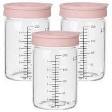 플라라 이지체크 눈금 내열 유리병, 핑크, 3개, 200ml