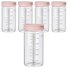 플라라 이지체크 눈금 내열 유리병, 핑크, 5개, 300ml