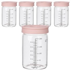 플라라 이지체크 눈금 내열 유리병, 핑크, 5개, 200ml