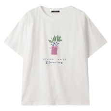 르샵 여성용 플라워 프린팅 반팔 티셔츠 DQ2LW009A