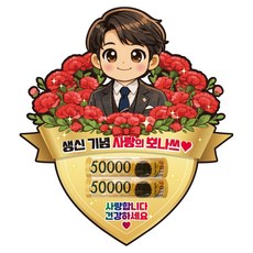 비비드레인 생신 어버이날 용돈 카네이션 케이크토퍼 C70-사랑의뽀나쓰, C70-사랑의뽀나쓰(생신-남자), 1개