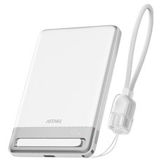아트뮤 Qi2 15W 맥세이프 초슬림 고속 보조배터리 5000mAh C타입, 화이트, QB510