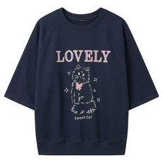 LESHOP 女款貓咪印花插肩短袖T恤 DQ2LW004A