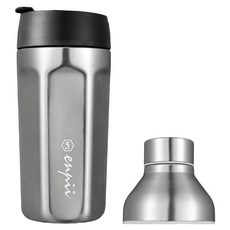 boii 本因 六角兩用保溫咖啡杯 + 延伸杯蓋, 鏡面銀, 1套, 480ml