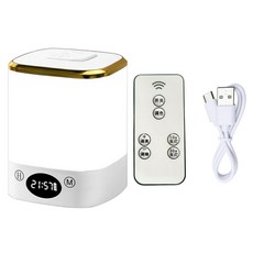GER 泰 遙控款時鐘顯示LED小夜燈 附遙控器 + 充電線, 白色