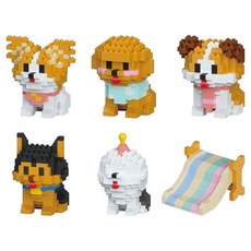더플로우커머스 포켓 캣앤도그 시리즈 DIY 미니 블록 피규어 장식품 세트 16 x 12.7 x 11.7 cm, 03, 1세트