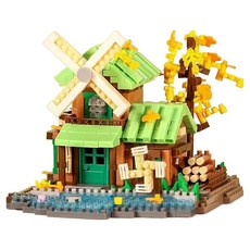 더플로우커머스 브릭 하우스 모델 DIY 미니 블록 10.4 x 11.7 x 9 cm, 풍차집, 1개