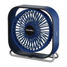 POLYWELL 寶利威爾 360度大風量可調桌面風扇 USB插電 無內建電池 6吋 PW15-T65-0526, 藍色, F-A