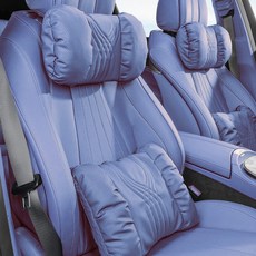 크로니클 프리미엄 등허리 레파드라인 목쿠션 + 허리담요쿠션 세트, 버블블루, 1세트