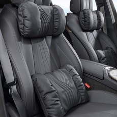 크로니클 프리미엄 등허리 레파드라인 목쿠션 + 허리담요쿠션 세트, 클래식블랙, 1세트