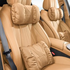 크로니클 프리미엄 등허리 레파드라인 목쿠션 + 허리담요쿠션 세트, 엠버브라운, 1세트