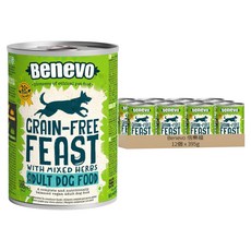 Benevo 倍樂福 英國無穀饗宴蔬菜草本主食犬罐 純素, 395g, 12個, 扁豆