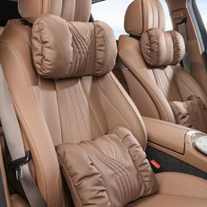 크로니클 프리미엄 등허리 레파드라인 목쿠션 + 허리담요쿠션 세트, 체스넛브라운, 1세트