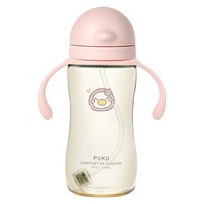 PUKU 藍色企鵝 飽飽歐蕾PPSU寬口滑蓋水杯, 霧粉, 1個, 330ml