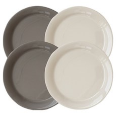 프렐류드 미에뜨 원형 플레이트 2종 세트, 아이보리, 브라운, 2세트, 플레이트 19cm 2종