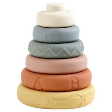 헬로디노 소프트 링쌓기 아기 링끼우기 탑쌓기 장난감 스태킹 링, 파스텔, 1개